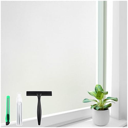 Homein Frosted Glass Window Privacy Film with Tools UV Blocking Privacy Film for Glass Windows, Static Cling No Glue Removable Reusable Anti Glare for Home Day and Night, Pure 17.5" x 78.7"
