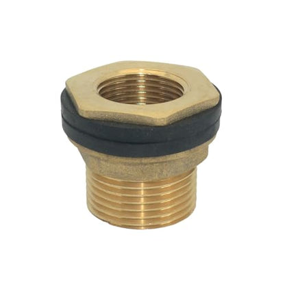 VARMHUS Solid Brass Bulkhead Fitting,2 Rubber Seal Washers, NPT Female to NPT Male Thread Water Tank Connector for Rain Barrels Aquariums (1PC 1" Female 3/4" Male) - size: 1PC 1" Female 3/4" Male