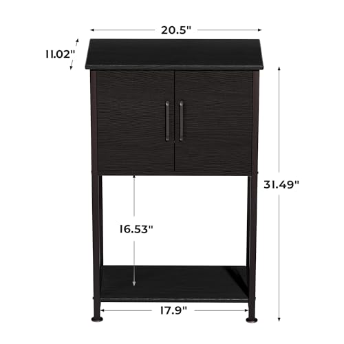 Herture 5-10 Gallon Fish Tank Stand, Metal Double Aquarium Stand with Cabinet for Fish Tank Accessories Storage, Heavy Duty 20.5" L* 11.02" W Tabletop, 500LBS Capacity Black PG06YGB