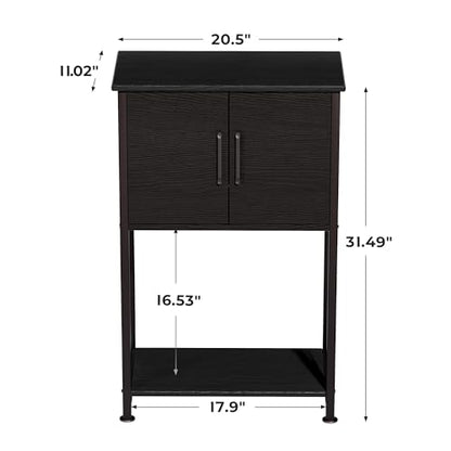 Herture 5-10 Gallon Fish Tank Stand, Metal Double Aquarium Stand with Cabinet for Fish Tank Accessories Storage, Heavy Duty 20.5" L* 11.02" W Tabletop, 500LBS Capacity Black PG06YGB