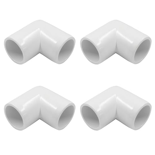 Piutouyar 4 Pcs 1/2" 90 Degree Right Angle Elbow PVC Pipe Fitting, 2 Way Furniture Grade Pipe Connector PVC Elbow Fitting Pipe Corner Connector for DIY Shelf Garden Support Structure - size: 90 degree 1/2 inch
