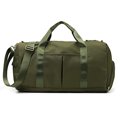 ZUEVI Sports Gym Duffel Bag for Women Waterproof Weekender Travel Bag with Shoes Compartment Dry and Wet Separation for Training Swim Yoga(Army Green) - color: Army Green