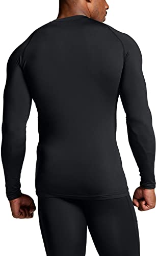 TSLA Men's Thermal Long Sleeve Compression Shirts, Athletic Base Layer Top, Winter Gear Running T-Shirt - color: 2pack Black/Black, size: Large
