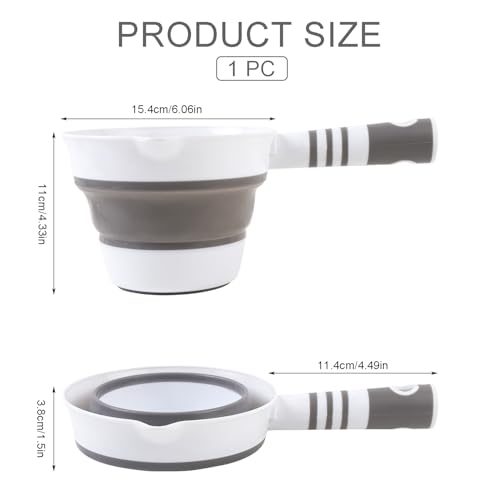 Folding Water Ladle Collapsible Water Dipper Water Scoop Portable Foldable Bath Ladle for Kitchen Bathroom Grey