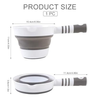 Folding Water Ladle Collapsible Water Dipper Water Scoop Portable Foldable Bath Ladle for Kitchen Bathroom Grey