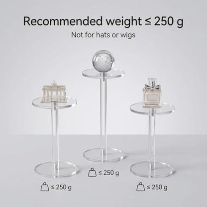 QWORK Round Acrylic Display Stand, Premium Clear Round Riser Stands, Set of 3
