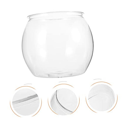 Transparent Fish Tank 7.87X7.87X6.69In Plastic Fish Bowl for Small Pets Goldfish Turtle Desktop Aquarium Micro Landscape Container Decorative Tank