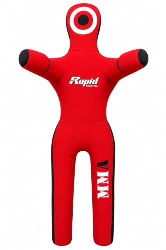 Grappling Dummy for MMA, BJJ & Wrestling – 5FT/6FT Unfilled Training Dummy with Moveable Arms & Legs for Judo & Throw Practice - color: Red & Black, size: 6 ft-72 inch