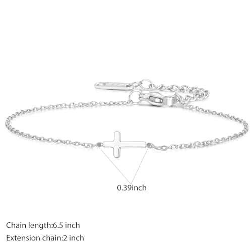 18K Gold Plated Small Cross Bracelet for Women | Tiny Cute Cross Bracelets | Beaded Bracelet | Hip Hop Knot | Hand Chain Bracelets | Gold Jewelry Gifts for Women - color: Cross Silver