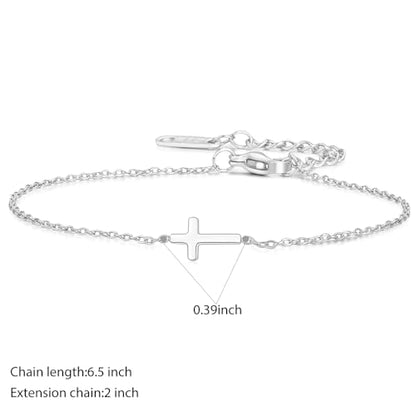 18K Gold Plated Small Cross Bracelet for Women | Tiny Cute Cross Bracelets | Beaded Bracelet | Hip Hop Knot | Hand Chain Bracelets | Gold Jewelry Gifts for Women - color: Cross Silver