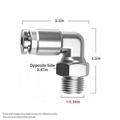 PNEUMATIC 304 Stainless Steel Male Elbow 5/32 Inch Tube OD x 1/8 Inch NPT Thread 90 Push to Connect Tube Fitting (Pack of 2) - size: 5/32"OD x 1/8"NPT