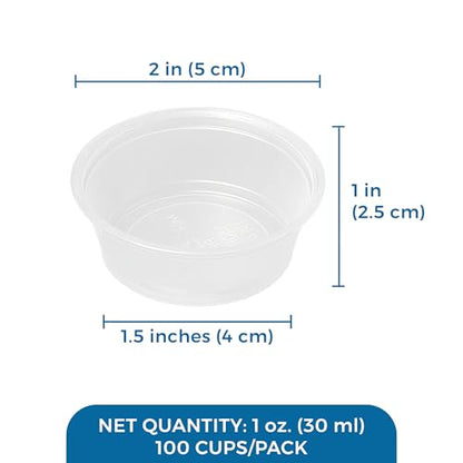 SunGrow Reusable Gecko Food & Water Cups, 100 Pcs, 1 oz. Recyclable Plastic Bowls, Fits Small Stands & Feeders, Durable & Easy to Clean, Ideal for Reptiles - in Resealable Bag