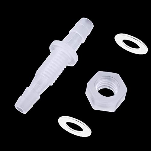 1/8” Thru-Bulk Bulkhead Plastic Hose Barb Fittings Union Adapter Fittings for Aquarium Fuel Gas Liquid Air with Metal washers (Pack of 3)