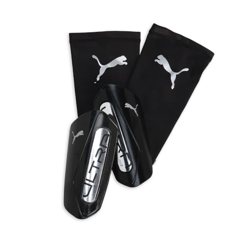 Puma Ultra Light Sleeve Soccer Shin Guards - color: Black-Silver, size: Large