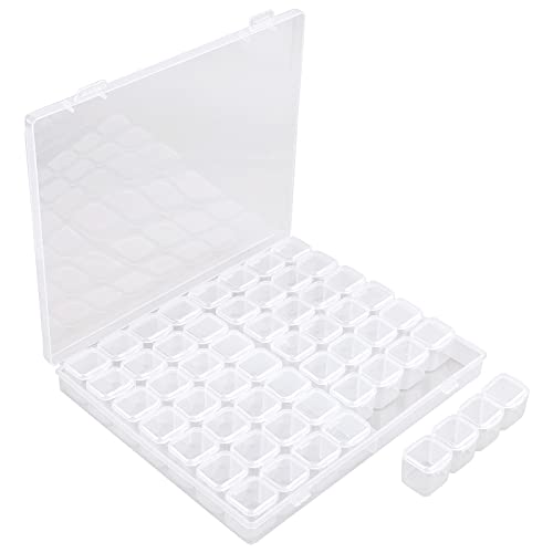 Segbeauty 56 Grids Clear Plastic Organizer Box, Gem Jewelry Storage Container with Dividers, Bead Organizer Earrings Storage Box Seeds Craft Organizers Screw Tool Boxes for Small Parts