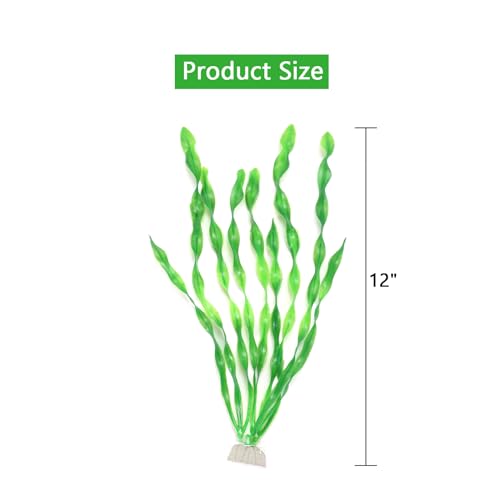 AQUANEAT Fish Tank Artificial Plants, Aquarium Plastic Seaweed Decorations, 11.75Inch Tall Fake Green Accessories, 10 Packs