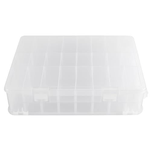 FUNSUEI 48 Grids Clear Plastic Portable Organizer Box with Adjustable Compartments, 2 Layers Plastic Jewelry Bead Organizer Box Craft Storage Containers for Electronics Art DIY Fishing Small Parts