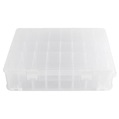 FUNSUEI 48 Grids Clear Plastic Portable Organizer Box with Adjustable Compartments, 2 Layers Plastic Jewelry Bead Organizer Box Craft Storage Containers for Electronics Art DIY Fishing Small Parts