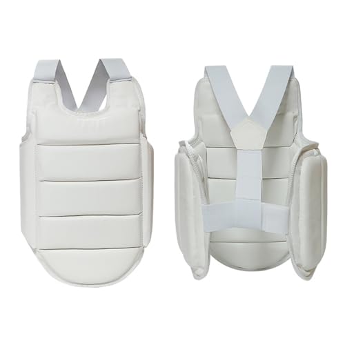 Karate Sparring Gear Chest Protector, White Reversible Taekwondo Boxing MMA Martial Arts Muay Thai Kickboxing Training Body Protector - size: Small