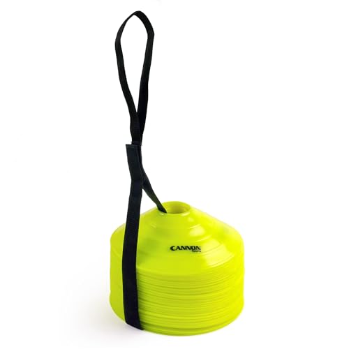 Cannon Sports Cones for Agility Training and Drills – 40 Pack Heavy Duty Training Cones with Carry Strap – Perfect for Football, Basketball, Hockey, Soccer & Running Drills - color: Yellow