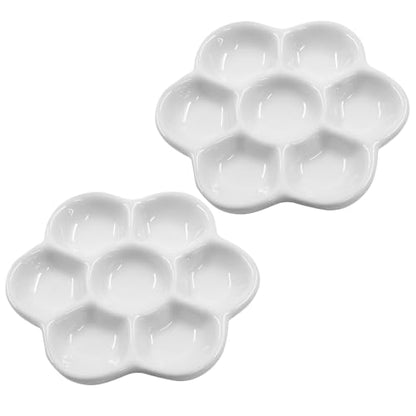 Piutouyar 2 Pack Hermit Crab Food Dish, 7 Compartments Ceramic Hermit Crab Feeding Dish Food and Water Bowl Ceramic Dishes