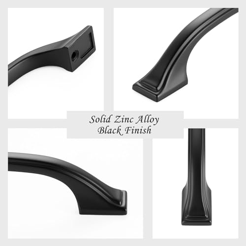 10 Pack 3-3/4 Inch Matte Black Cabinet Pulls Black Cabinet Handles Black Kitchen Hardware for Cabinets Drawer Dresser ZP2409 Cupboard Bedroom Closet Bathroom Vanity - color: Black, size: 3-3/4" Hole Centers-10 Pcs