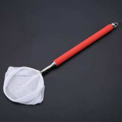 Green/Red Square Round Metal Aquarium Fish Net Mini Size Extendable Telescopic Fish Shrimp Landing Net Aquarium Fish Tank Tool - style: Red Round