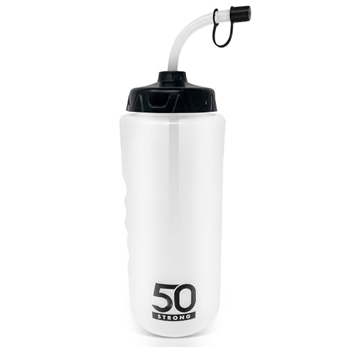50 Strong | Hockey & Lacrosse Water Bottle with Straw, 1 Liter - size: 1 Pack
