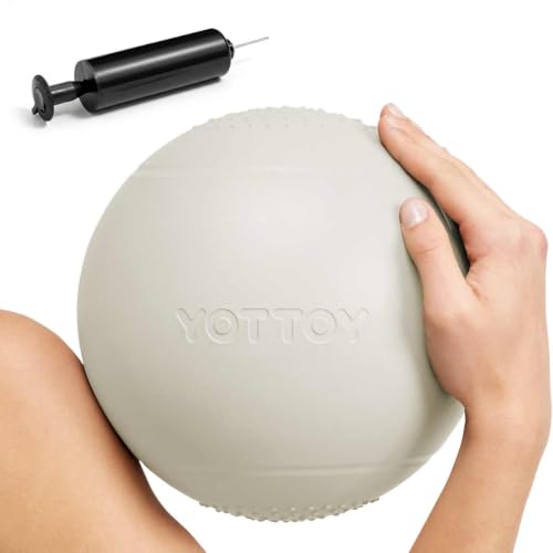 YOTTOY Small Exercise Ball，9-inch Extra-Thick Pilates Ball with Anti-Burst Technology for Stability, Ideal for Yoga, Pilates, Physical Therapy & Home Workouts - color: White