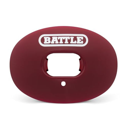 Battle Oxygen Lip Protector Mouthguard with Convertible Strap – Football and Sports Mouth Guard – Maximum Oxygen Supply – Mouthpiece Fits With or Without Braces – Impact Shield Covers Lips and Teeth - color: Maroon