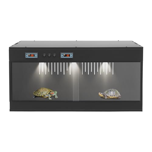 Reptile Tank for Lizards,Bearded Dragon Enclosure Terrarium,Reptile Breeding Box,31.5×15.75×15.75 Inch Reptile Enclosure with Dual Temp Control, LCD Display,Reptile Terrarium (Black) - color: Black