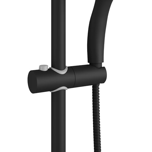 PULSE ShowerSpas Kauai III Matte Black Rain Shower Head with Handheld Spray - 1.8 GPM, 8" Showerhead, 5-Function HandShower, Adjustable Slide Bar - Shower Heads with Handheld Spray Combo - size: 1.8 Gallon Per Minute, style: Matte Black