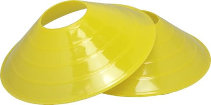 BlueDot Trading Sport Disc Cones High Visibility for Agility Training, Soccer, Football, Field Cone Markers for Adults or Kids, (30-Pack), Yellow with Holder