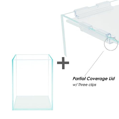 Nano Tall Rimless Frameless Extra Clear Glass Aquarium, Low Iron Glass Tank, 5mm Glass, White Leveling Mat Included, w/Lids Options - size: 5 GAL 9.8x9.8x11.8 in