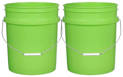 5 Gallon Premium HPDE Plastic Bucket - Made in USA Food Grade Storage Container, BPA Free All Purpose Pail (2, Lime) - color: Lime
