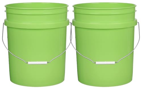 5 Gallon Premium HPDE Plastic Bucket - Made in USA Food Grade Storage Container, BPA Free All Purpose Pail (2, Lime) - color: Lime