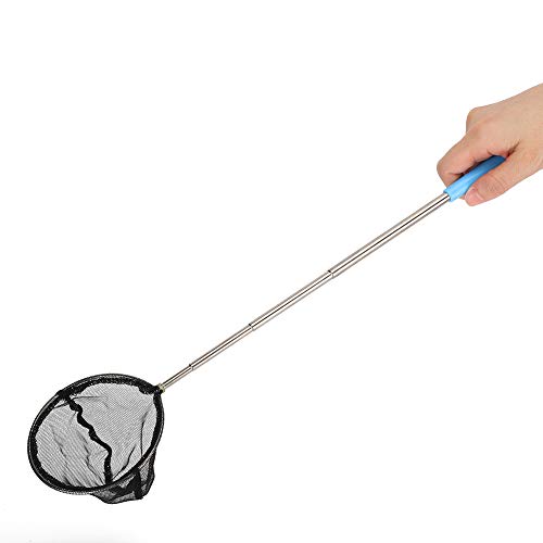 SUNGOOYUE Stainless Steel Aquarium Shrimp Net, Extendable Fine Mesh Fish Skimmer Net with Long Handle, 8cm Round or Square Head, for Shrimp and Small Fish in Tank - size: Round 0.6x0.6m / 2x2ft
