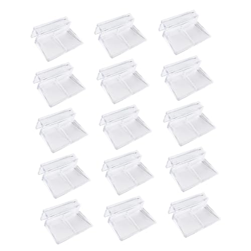 WOONEKY 15pcs Aquarium Stand Acrylic Clips Fish Tank Cover Holder Betta Aquarium Tank Brackets Easy Installation - size: 5.5X4X1.8CM
