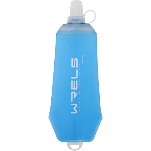 WRELS 200ml/350ml/500ml Collapsible Soft Flask,BPA Free Folding Soft Water Bottle with Hanging Ring,Lightweight TPU Hydration Flask for Running Marathon Cycling Hiking - color: Blue-500ml*1