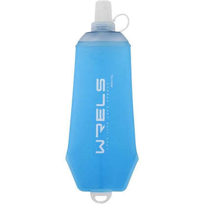 WRELS 200ml/350ml/500ml Collapsible Soft Flask,BPA Free Folding Soft Water Bottle with Hanging Ring,Lightweight TPU Hydration Flask for Running Marathon Cycling Hiking - color: Blue-500ml*1