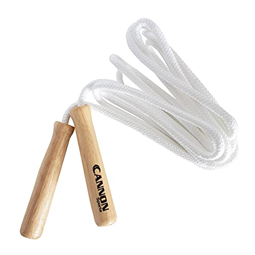 Cannon Sports White Jump Ropes with Wooden Handles & Braided Polyester for Fitness, Exercise & Home Gym - size: 16-feet