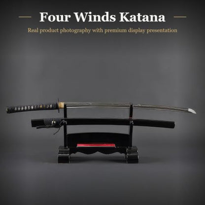 Hand Forged 1045 Heat-Tempered Katana, Full Tang Sword - color: iron