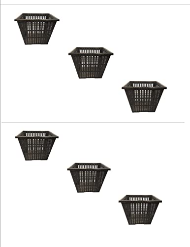 PondH2o 4" Square Water Garden Pond Aquatic Plastic Slotted Mesh Pond Plant or Flower Basket 6 Pack, Plastic Planting Pots Water Garden Pot for Pond Aquarium Aquaponics, Hydroponics