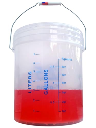 2 Gallon Measuring Graduated Mixing Bucket Pail with Spout Lid & Handle Food Grade Thickened HDPE Leak Proof Heavy Duty Storage Container FDA Compliant Premium Quality Buckets (2 Gallons)
