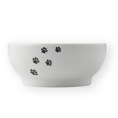 Necoichi Cat Food Bowl & Water Bowl - Shallow Wide Cute Cats Dish - Prevents Neck & Whisker Fatigue - Dishwasher & Microwave Safe - No Spill Ceramic Cat Bowl for Indoor Cats & Kittens (Paw Style) - color: Cat-