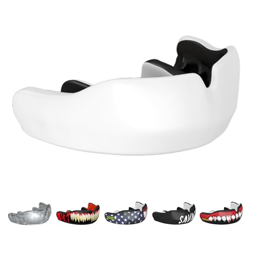 DAMAGE CONTROL Custom Fit Sports Mouthguard – White – 2-Week Process | Dentist-Designed, Boil & Bite Impression Kit, 2-Week Process, Hand-Fabricated Custom Fit, 3D Scan for Easy Reorders - color: White