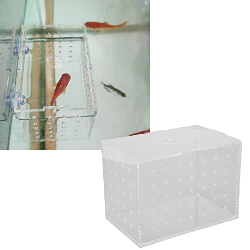 Fish Breeder Box, Aquarium Fish Breeding Box, High Transparency Acrylic Hatchery Incubator Tank with Suction Cups for Baby Fish Shrimp Clownfish Isolation and Rearing (11 * 7 * 8CM) - size: 11*7*8CM