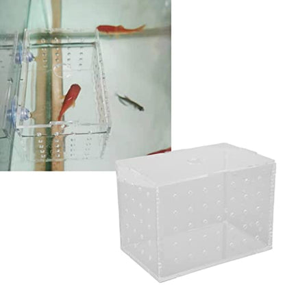 Fish Breeder Box, Aquarium Fish Breeding Box, High Transparency Acrylic Hatchery Incubator Tank with Suction Cups for Baby Fish Shrimp Clownfish Isolation and Rearing (11 * 7 * 8CM) - size: 11*7*8CM