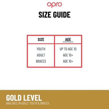 OPRO Gold Level Moldable Mouth Guard with Strap Premium Fit Adult & Kids Boxing Mouthguard for Football & Impact Sports, Self-Fit Mouth Guard for Sports, MMA & Hockey - Includes Case