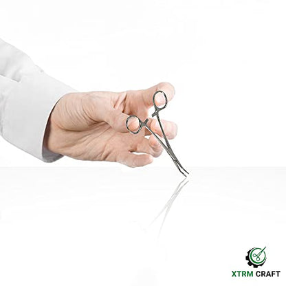 Pean Hemostat Straight and Curved Multipurpose Locking Tweezer Clamps Serrated, Stainless Steel - Hemostats for Nurses, Fishing Forceps, Crafts and Hobby